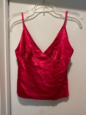 Express Hot Pink Satin V-Neck Camisole Size 4